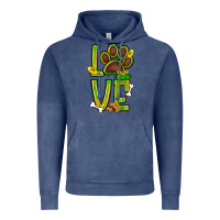 Vintage Denim Tie dye St. Patrick's Day love dog paw Vintage Hoodie - BundleAndBundleShop