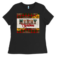 Black merry Christmas sunflowers Ladies Tee - Jasminsmagicworld