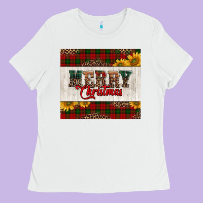 Merry Christmas Sunflowers Ladies Tee Designed By Jasminsmagicworld