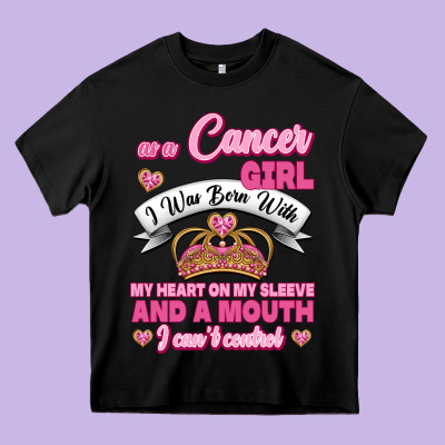 As A Cancer Girl I Was Born With My Heart On My Sleeve And A Mouth Heavy Core Tee Designed By Jasminsmagicworld