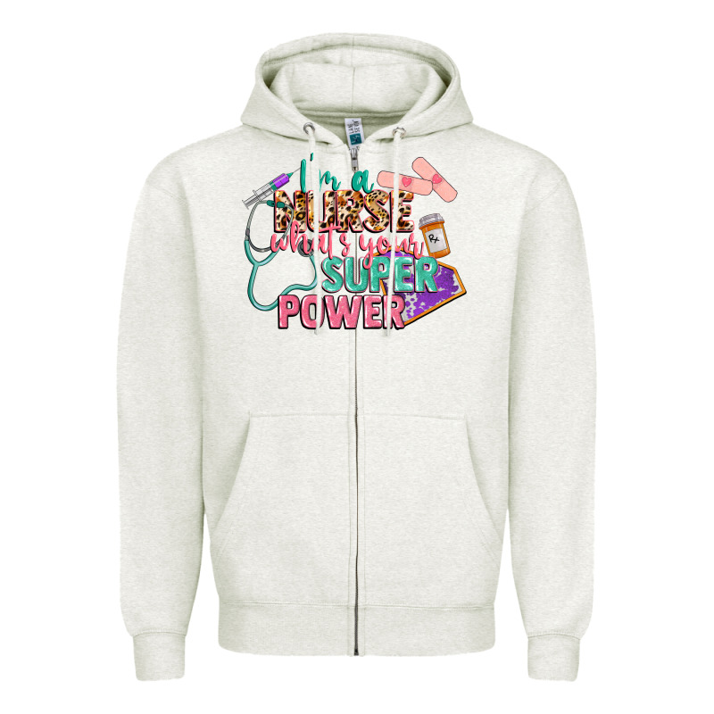 I'm A Nurse What's Your Superpower Zipper Hoodie by CowGirlArtShop | Teevron