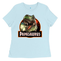 Baby Blue Western Papasaurus Papa Dinosaur Ladies Tee - LillyAllenDesigns