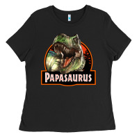 Black Western Papasaurus Papa Dinosaur Ladies Tee - LillyAllenDesigns