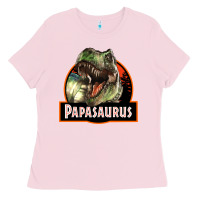 Bubblegum Pink Western Papasaurus Papa Dinosaur Ladies Tee - LillyAllenDesigns