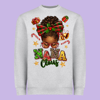 Nana Claus Afro Messy Bun Heavyweight Sweatshirt Designed By Texasbilliewilder
