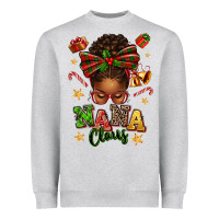 Heather Grey Nana Claus Afro Messy Bun Heavyweight Sweatshirt - texasbilliewilder