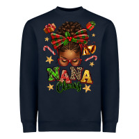 Navy Nana Claus Afro Messy Bun Heavyweight Sweatshirt - texasbilliewilder