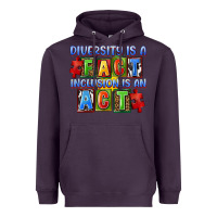 Plum Diversity is a fact inclusion is an act Heavyweight Hoodie - FaDigitalArtStudio