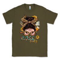Army Green Western Messy Bun Boss Lady With Money Classic Tee - BundleAndBundleShop