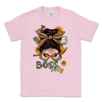 Bubblegum Pink Western Messy Bun Boss Lady With Money Classic Tee - BundleAndBundleShop