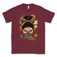 Burgundy Western Messy Bun Boss Lady With Money Classic Tee - BundleAndBundleShop