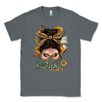 Charcoal Heather Western Messy Bun Boss Lady With Money Classic Tee - BundleAndBundleShop