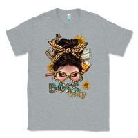 Heather Grey Western Messy Bun Boss Lady With Money Classic Tee - BundleAndBundleShop