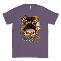 Lavender Western Messy Bun Boss Lady With Money Classic Tee - BundleAndBundleShop