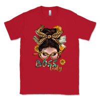 Red Western Messy Bun Boss Lady With Money Classic Tee - BundleAndBundleShop