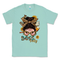 Seafoam Western Messy Bun Boss Lady With Money Classic Tee - BundleAndBundleShop
