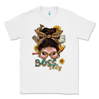 White Western Messy Bun Boss Lady With Money Classic Tee - BundleAndBundleShop