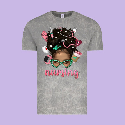 Afro Messy Bun Nursing Bbs Vintage Tee Designed By Bundleandbundleshop