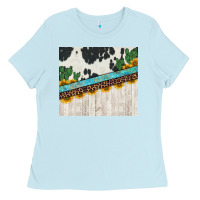 Cowhide Sunflowers Cactus Ladies Tee | Teevron