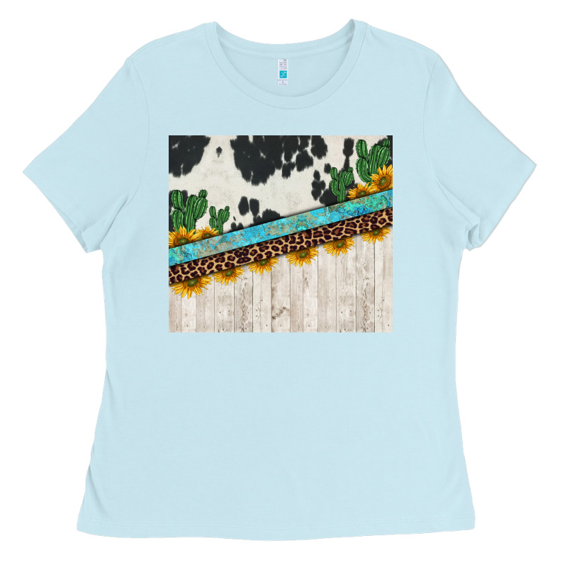 Cowhide Sunflowers Cactus Ladies Tee by Jasminsmagicworld | Teevron