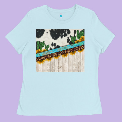 Cowhide Sunflowers Cactus Ladies Tee Designed By Jasminsmagicworld