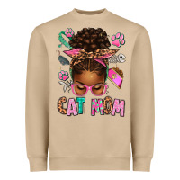 Afro Messy Bun Cat Mom Heavyweight Sweatshirt | Teevron