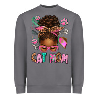 Storm Afro Messy Bun Cat Mom Heavyweight Sweatshirt - texasbilliewilder