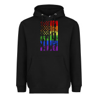 Black lgbtq pride american flag Heavyweight Hoodie - FaDigitalArtStudio