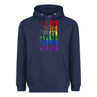 Navy lgbtq pride american flag Heavyweight Hoodie - FaDigitalArtStudio
