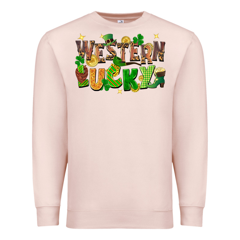 Western Lucky St. Patricks Day Premium Sweatshirt by FaDigitalArtStudio | Teevron