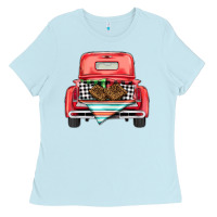 Baby Blue Christmas truck Ladies Tee - BarkalooDesign