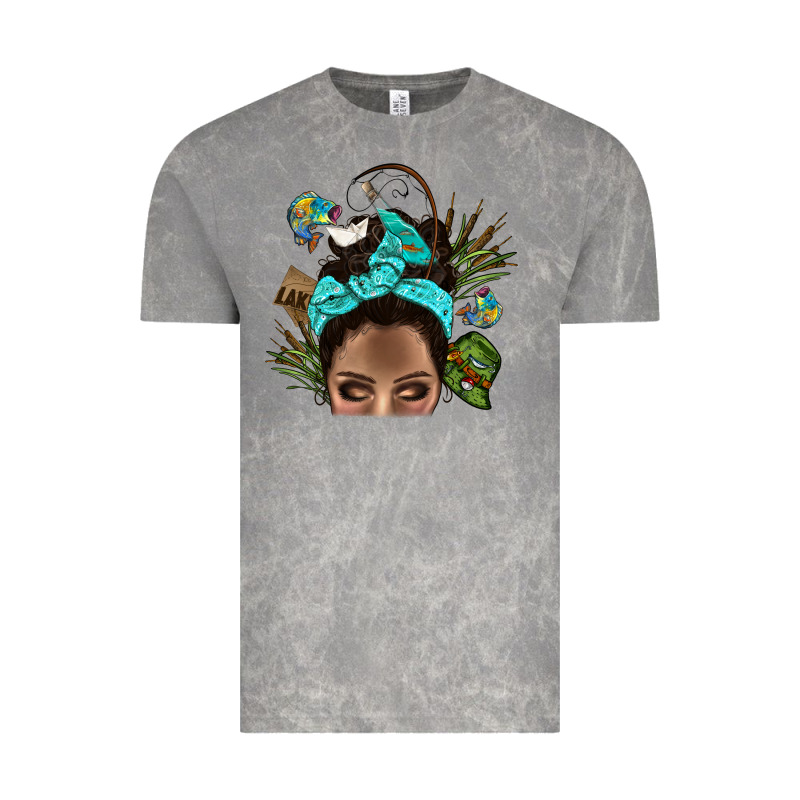 Lake Camping Afro Messy Bun Bbs Vintage Tee by BundleAndBundleShop | Teevron
