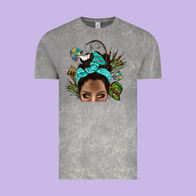 Lake Camping Afro Messy Bun Bbs Vintage Tee Designed By Bundleandbundleshop