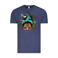 Vintage Denim Lake Camping Afro Messy Bun Bbs Vintage Tee - BundleAndBundleShop