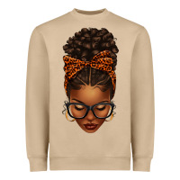 Mushroom afro messy bun orange leopard bow Heavyweight Sweatshirt - texasbilliewilder