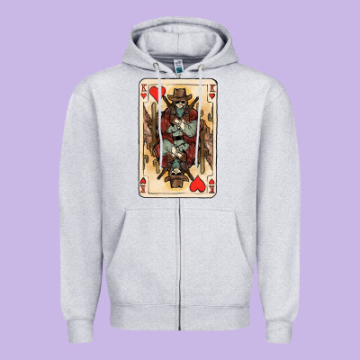 King Of Hearts Cowboy Zipper Hoodie Designed By Howdyjamesfarm