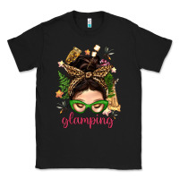 Black Glamping Messy Bun With Glamping Camp Tent Bbs Classic Tee - BundleAndBundleShop