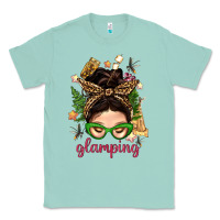 Seafoam Glamping Messy Bun With Glamping Camp Tent Bbs Classic Tee - BundleAndBundleShop