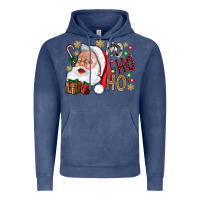 Santa Ho Ho Ho With Gift Box Vintage Hoodie | Teevron