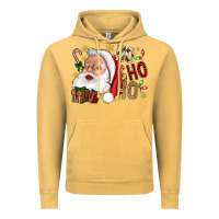 Vintage Mustard Santa Ho Ho Ho With Gift Box Vintage Hoodie - BundleAndBundleShop