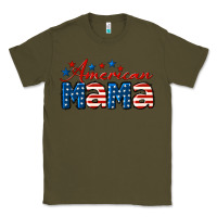 Army Green American Mama Mother's Day Classic Tee - LillyAllenDesigns