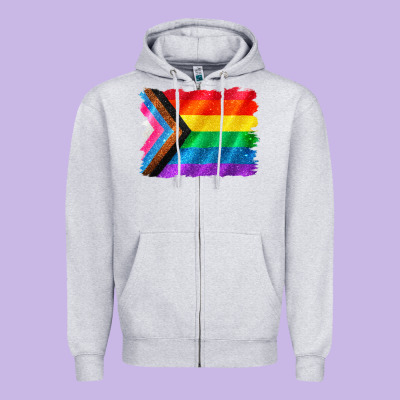 Pride Flag Background Zipper Hoodie Designed By Cowgirlartshop
