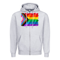 Heather Grey Pride flag background Zipper Hoodie - CowGirlArtShop