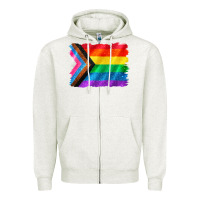 Oatmeal Heather Pride flag background Zipper Hoodie - CowGirlArtShop