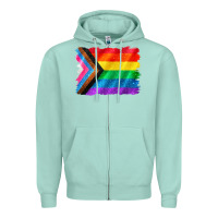 Seafoam Pride flag background Zipper Hoodie - CowGirlArtShop