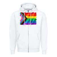 White Pride flag background Zipper Hoodie - CowGirlArtShop
