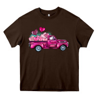 Chocolate Brown valentine's day pink truck Heavy Core Tee - BarkalooDesign
