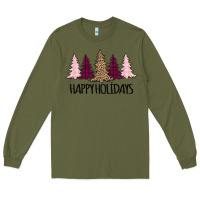 Army Green Happy Holidays Tree Long Sleeve Tee - Bettercallsaul