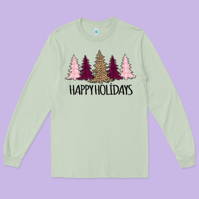 Happy Holidays Tree Long Sleeve Tee Designed By Bettercallsaul