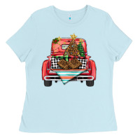 Baby Blue Christmas truck Ladies Tee - BarkalooDesign